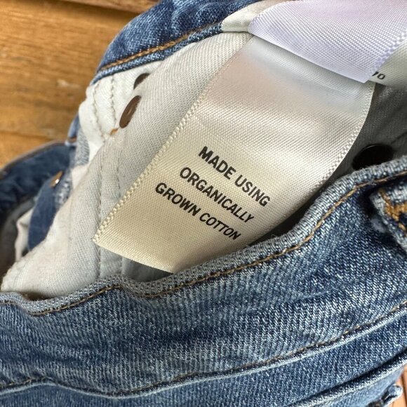 Agolde Riley Crop Button Fly High Waist Straight Leg Blue Jeans Size 28 - Picture 13 of 16